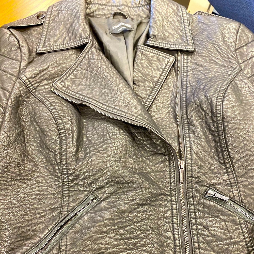 Black leather BeBe jacket size Large